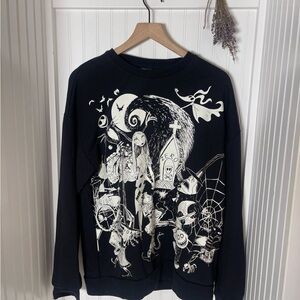 Disney Black Crewneck Sweatshirt with Off-White Gothic Graphic